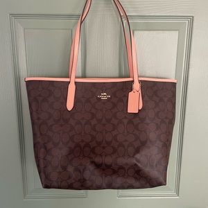 Pink detailing coach purse